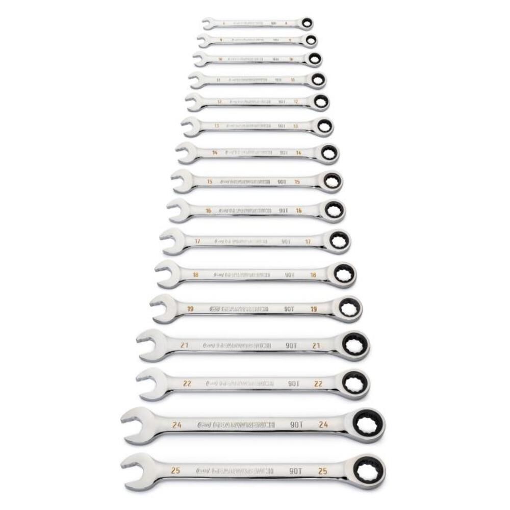 GEARWRENCH 16 Pc 90T 12 Point Metric Combination Ratcheting Wrench Set, large image number 1