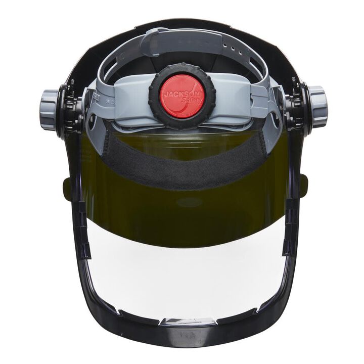 Jackson Safety QUAD 500 Multi-Purpose Face Shield, Clear Window, Shade 5 IR Flip Visor, Anti-Fog Coating, 370 Speed Dial Ratcheting, large image number 4