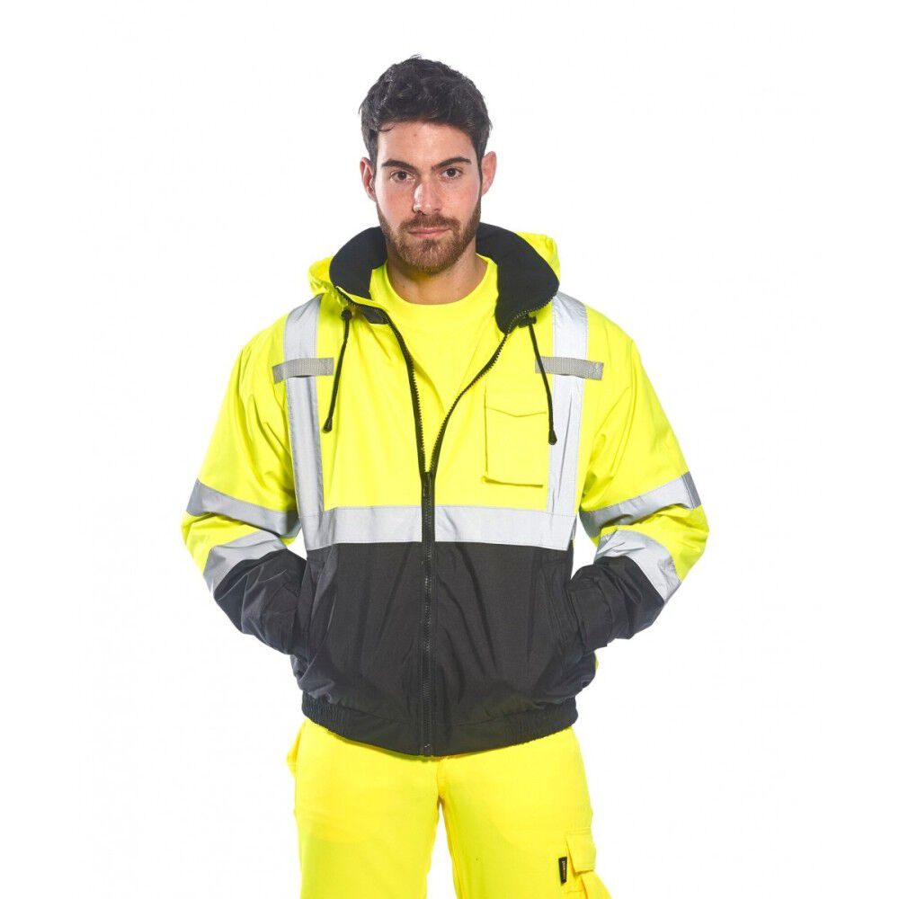 Portwest Yellow and Black Hi-Vis Premium Bomber Jacket - XL, large image number 3