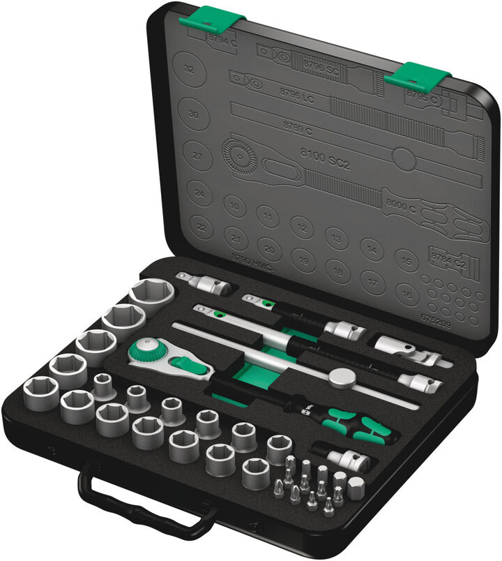 Wera Tools 37pc 1/2in Drive 8100 SC 2 Zyklop Speed Ratchet Set