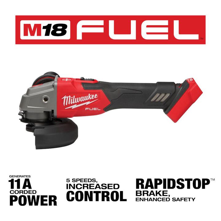 Milwaukee M18 FUEL 4 1/2inch / 5inch Braking Grinder Slide Switch Lock On Variable Speed Reconditioned (Bare Tool), large image number 1