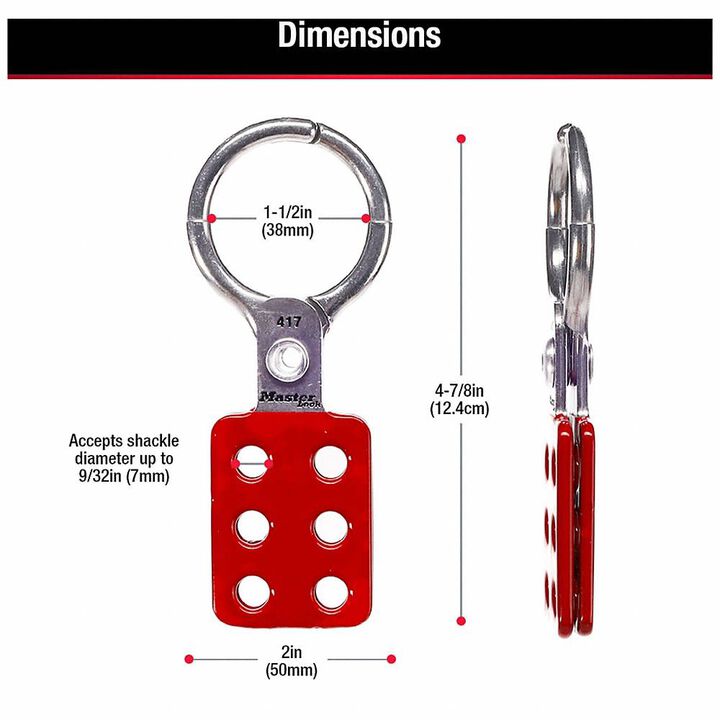 Master Lock 1 1/2 Inch Red Aluminum Jaw Clearance Lockout Hasp, large image number 4