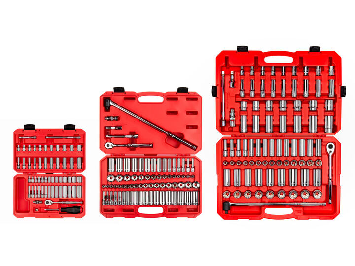 Tekton 1/4, 3/8, 1/2 Inch 6 Point Socket and Ratchet Sets, 212 Pieces