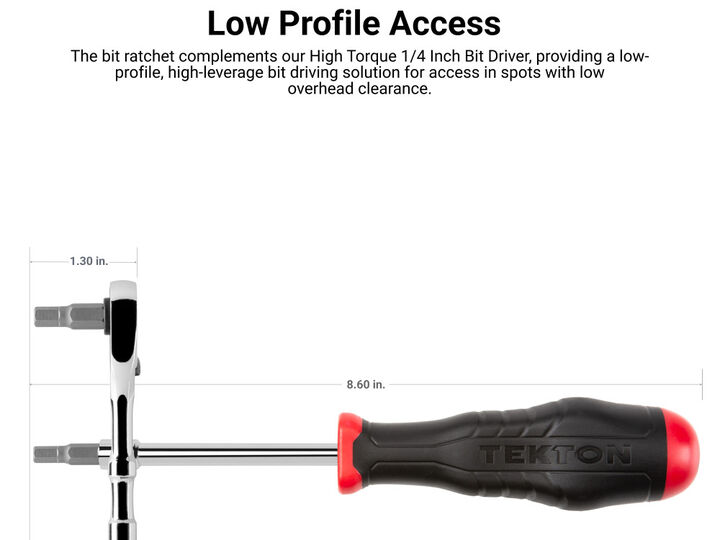 Tekton 1/4 Inch Drive x 3 Inch Bit Ratchet, large image number 3