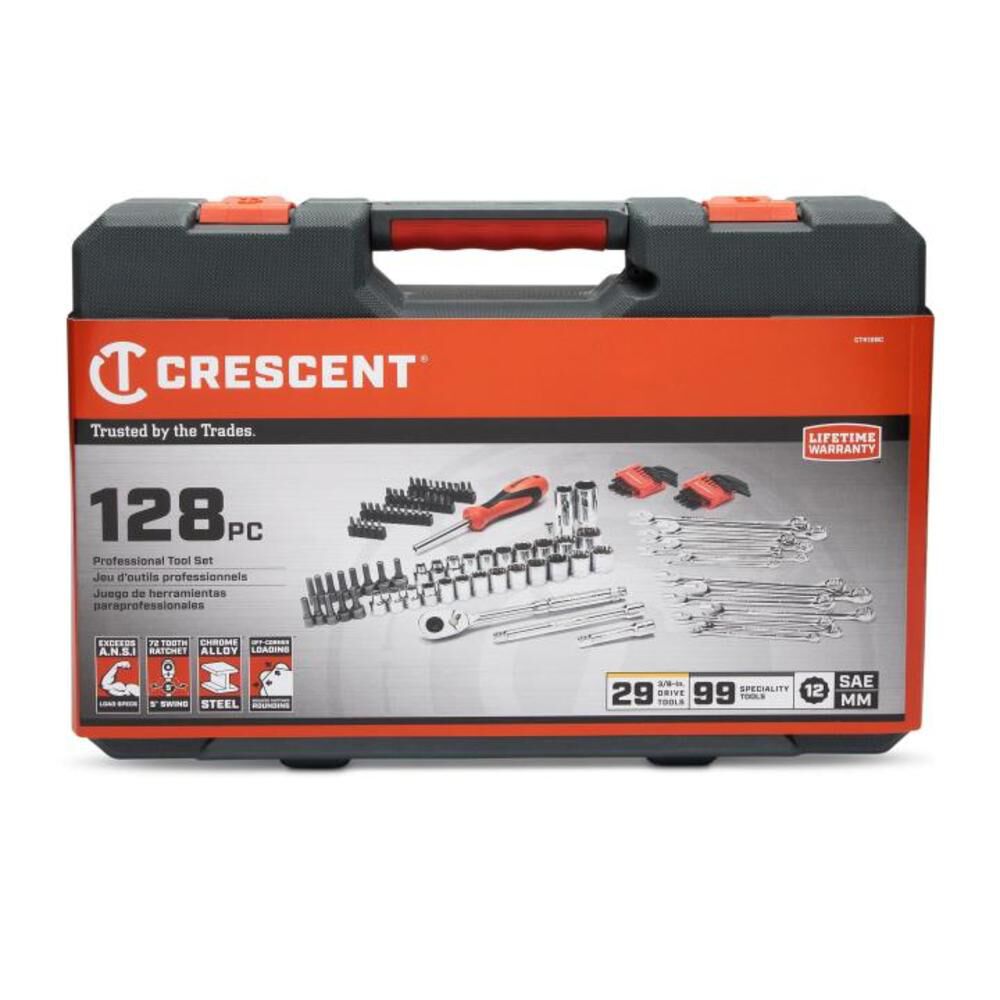 Crescent 128 Pc 3/8in Drive 12 Point Standard SAE/Metric Mechanics Tool Set, large image number 3