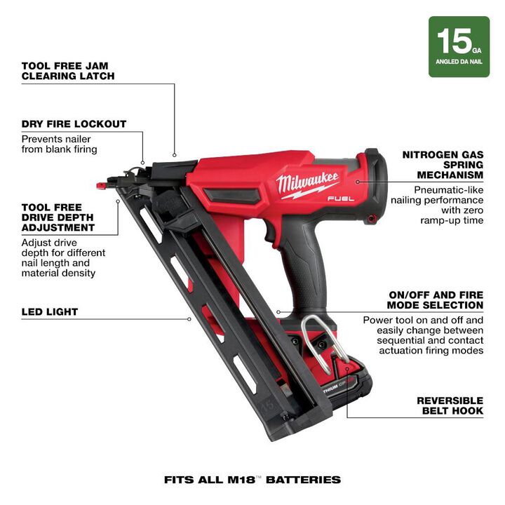 Milwaukee M18 FUEL 15 Gauge Finish Nailer Kit, large image number 6