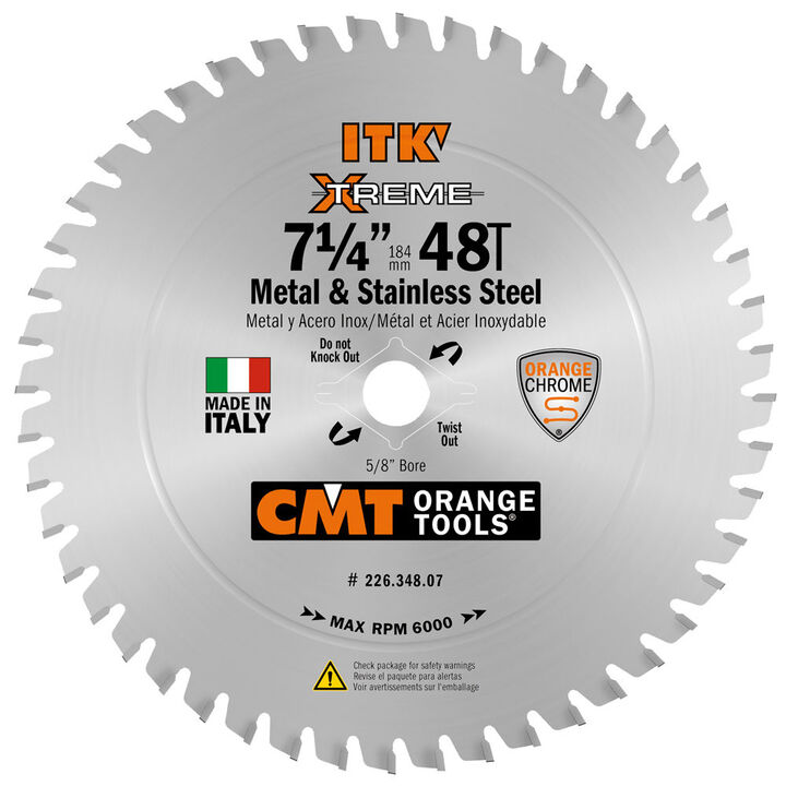 CMT 7-1/4in 48T Metal & Stainless Steel Circular Saw Blade