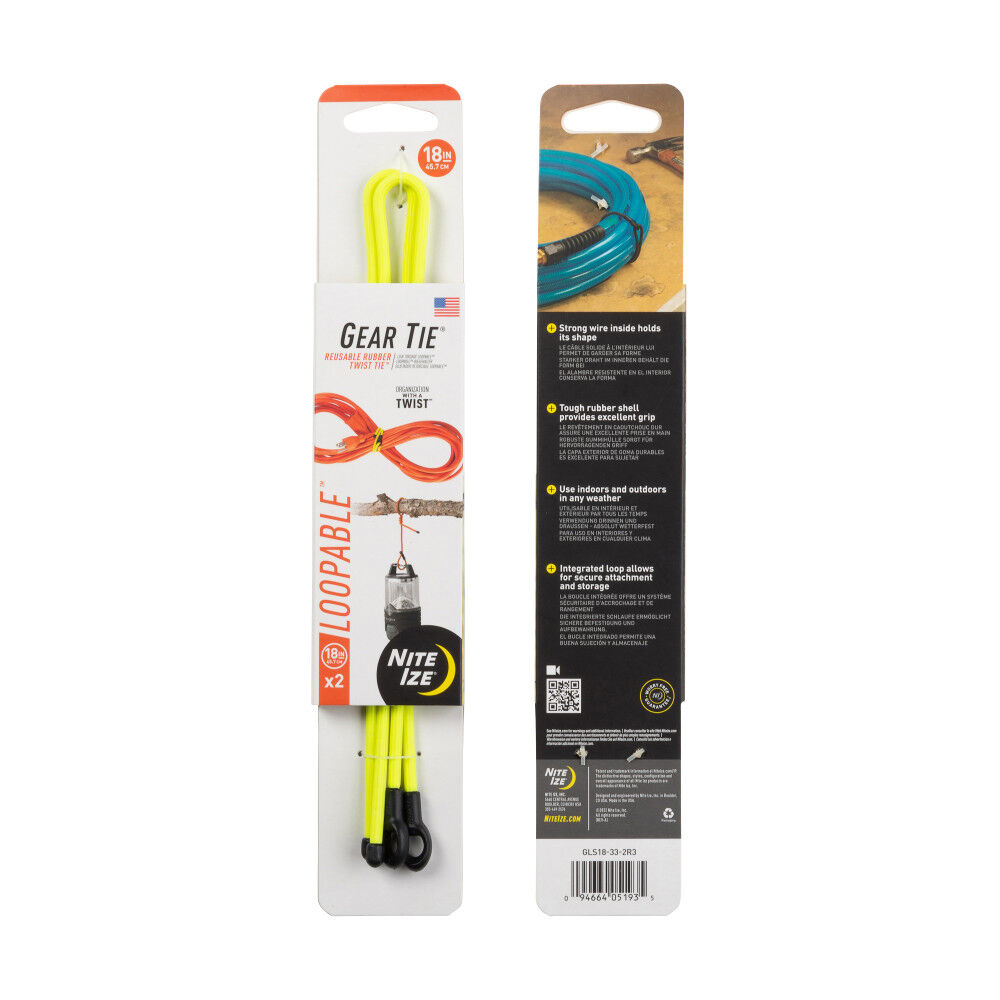 Nite Ize Gear Tie Loopable Twist Tie 18in 2pk Neon Yellow, large image number 3