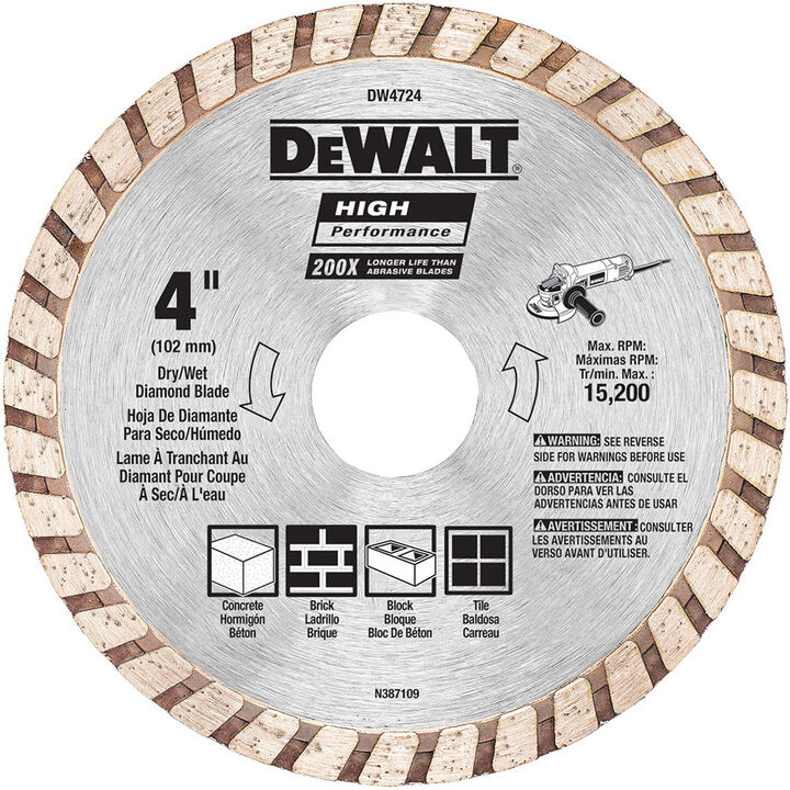 DEWALT HP 4 Inch Turbo Rim Diamond Blade for Stone and Masonry