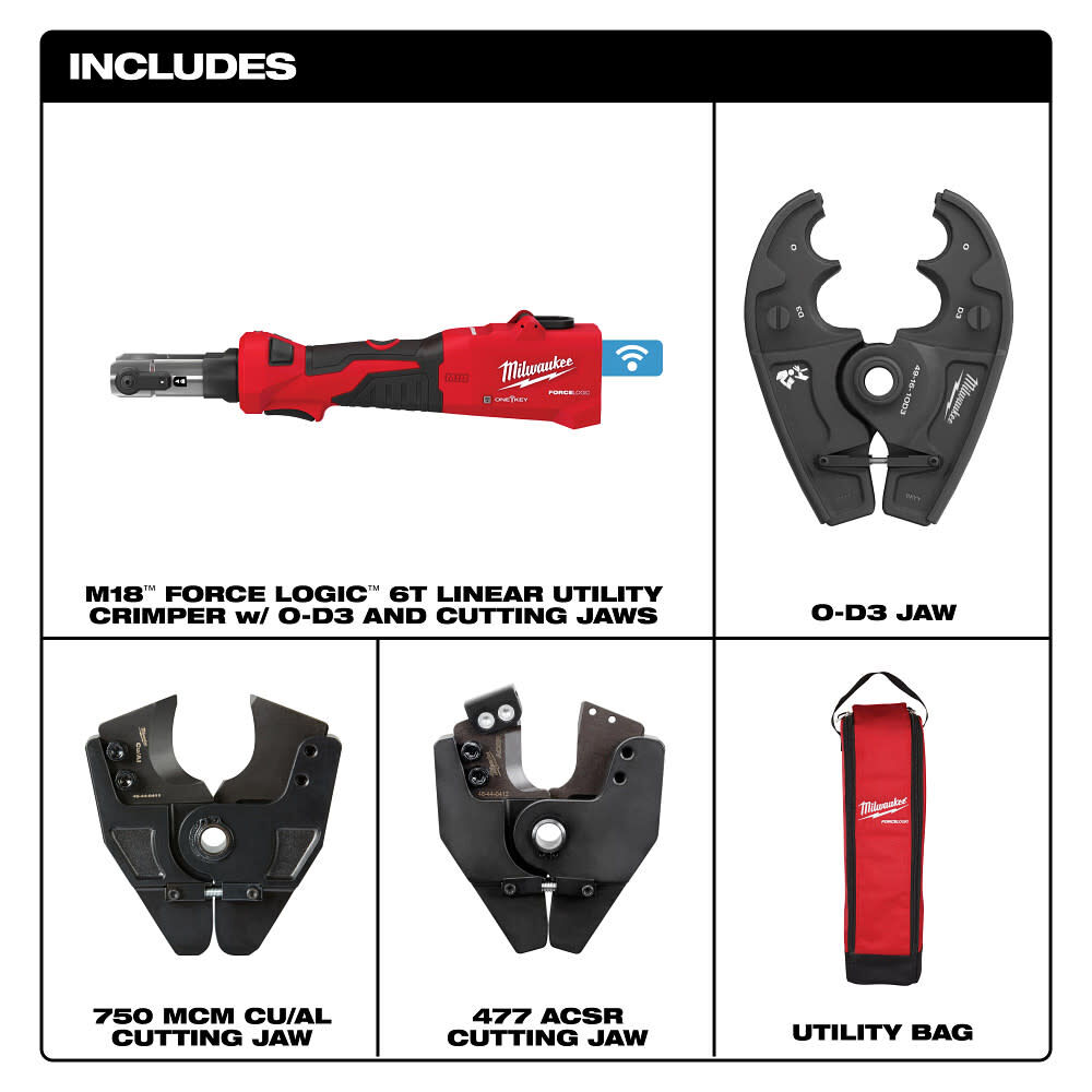 Milwaukee M18 FORCE LOGIC 6 Ton Linear Utility Crimper with O-D3 Jaw and Cutting Jaws, large image number 2