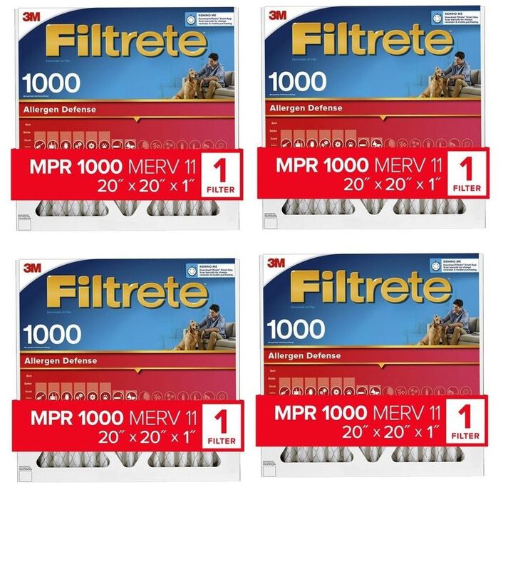 3M Filtrete 20 x 20 x 1-Inch 1000 MPR Allergen Defense Furnace Air Filter, 4-Pack