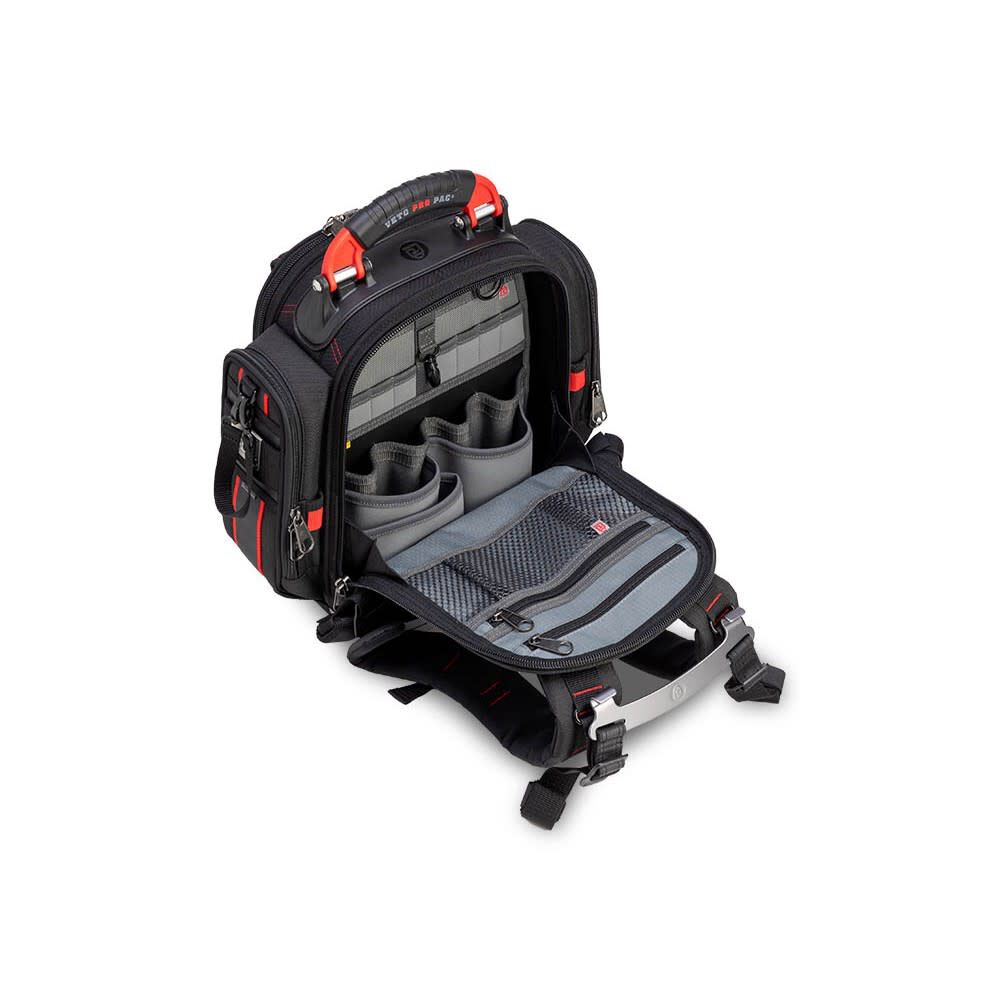 Veto Pro Pac 40 Lbs Small Zippered Compact Tool Backpack, Black/Red, large image number 9
