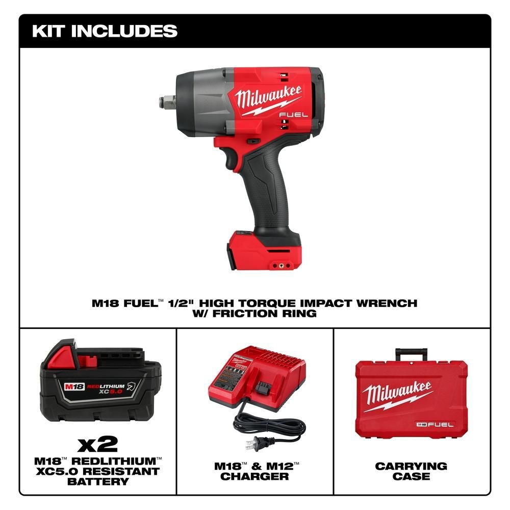 Milwaukee M18 FUEL 1/2 in High Torque Impact Wrench with Friction Ring Kit, large image number 2