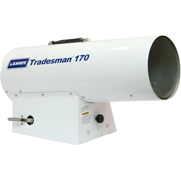 LB White Tradesman Forced Air Open Flame LP 170K BTU heater
