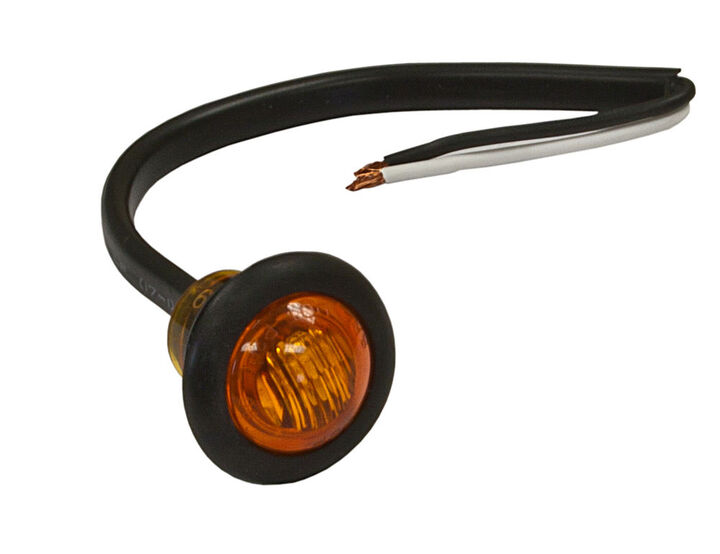 Buyers Products Company .75 Inch Round Marker Clearance Lights - 3 LED Amber With Stripped Leads