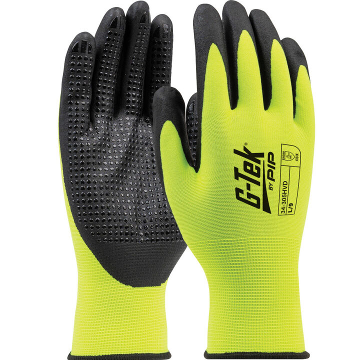 Protective Industrial Products G-Tek Hi-Vis Yellow Black Polyester Gloves Medium