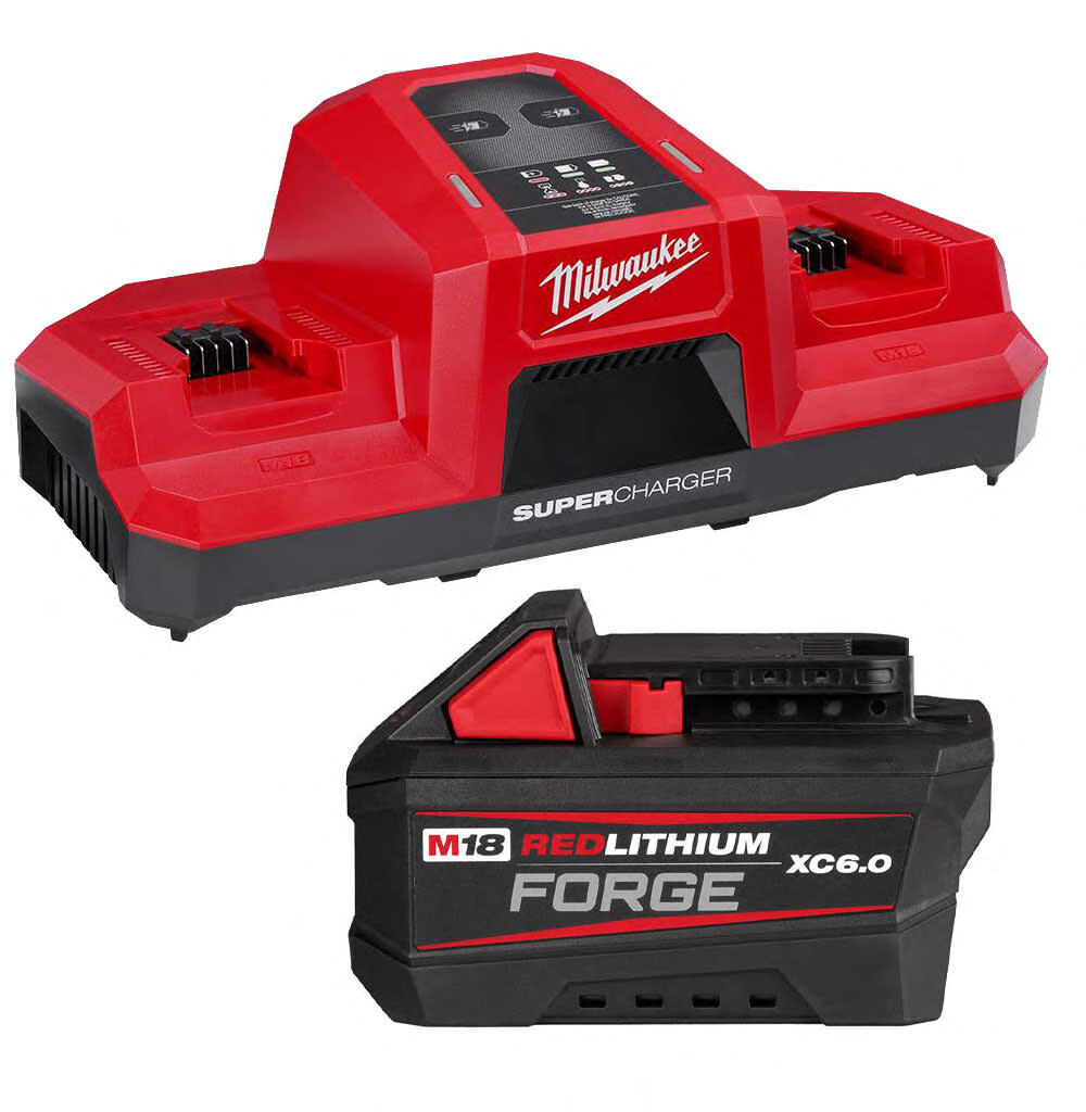 Milwaukee M18 REDLITHIUM FORGE XC6.0 Battery Pack & Dual Bay Charger Kit Bundle, large image number 1