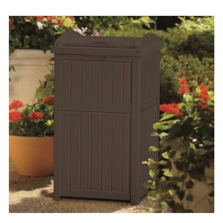 Suncast Trash Hideaway 30 - 33 Gallon Resin Refuse Container, Java, large image number 1