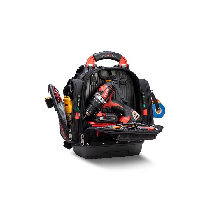 Veto Pro Pac 40 Lbs Small Zippered Compact Tool Backpack, Black/Red, large image number 5