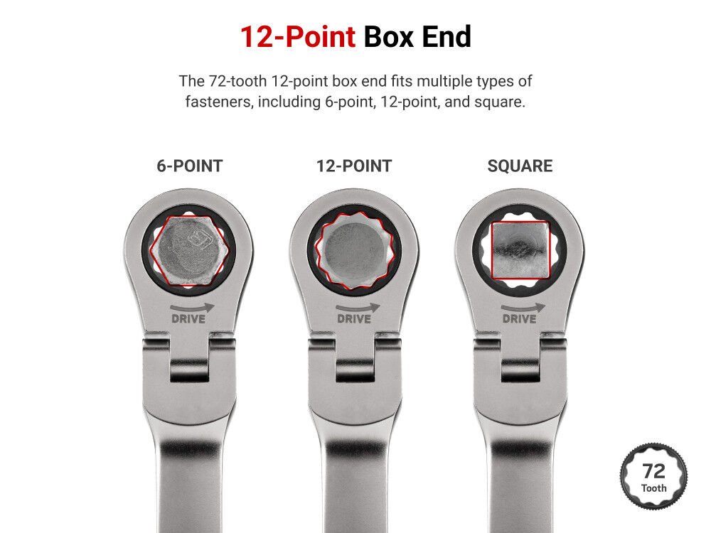 Tekton Flex Head Ratcheting Box End Wrench Set, 7 Piece (6-19 mm), large image number 3