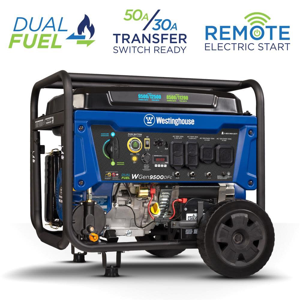 Westinghouse Outdoor Power 9,500 Watt Dual Fuel 49-State Portable Generator with CO Sensor, large image number 1
