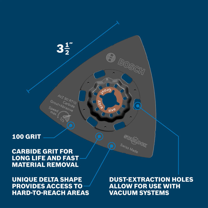 Bosch Starlock Oscillating Multi-Tool Carbide 100 Grit Delta Sanding Pad, large image number 1