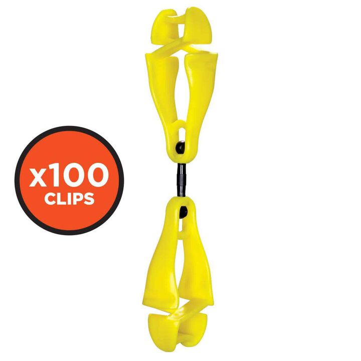 Ergodyne Squids 3420-BULK Swivel Glove Clip Holder Dual Clips Lime 100 Pieces