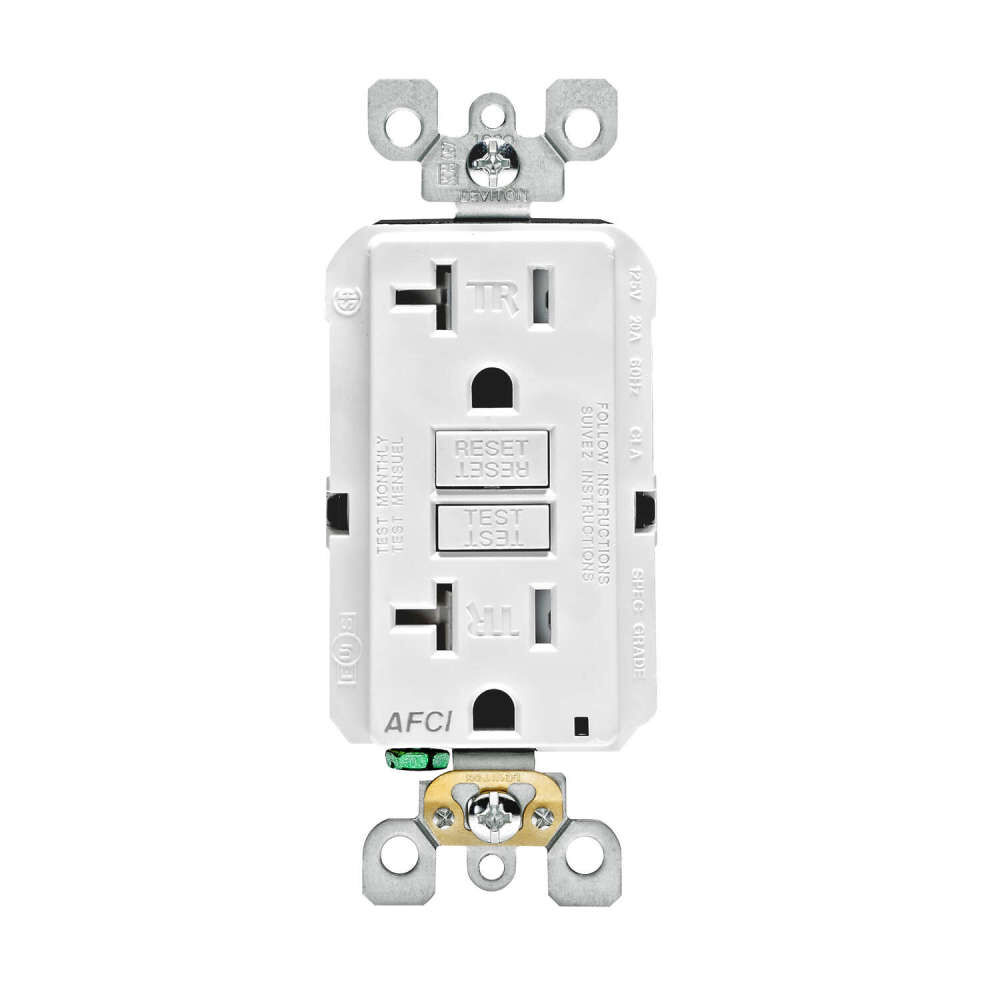 Leviton SmartlockPro AFCI Outlet 20A 125V White NEMA 5-20R, large image number 2