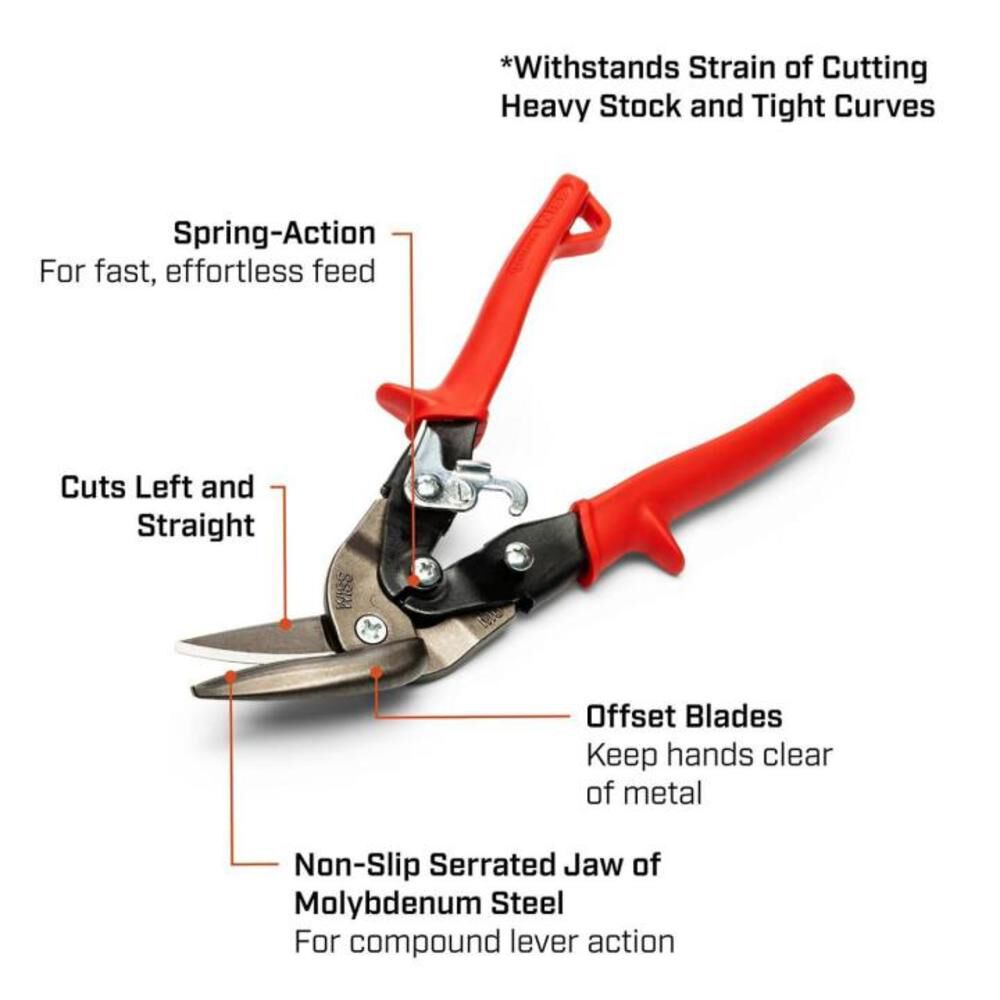Crescent Wiss 9 1/4 Inch Offset Straight and Left Cut Aviation Snips, large image number 4