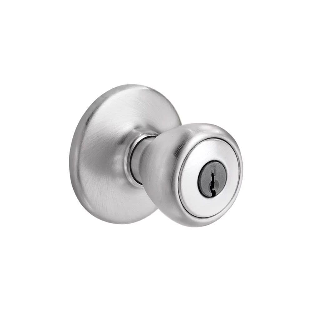 Kwikset Satin Chrome Security Keyed Entry Exterior Tylo Lockset Knob, large image number 1