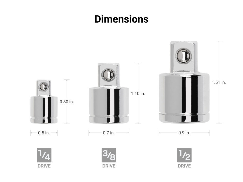 Tekton 1/4, 3/8, 1/2 Inch Drive Mini Extension Set (3 Piece), large image number 3