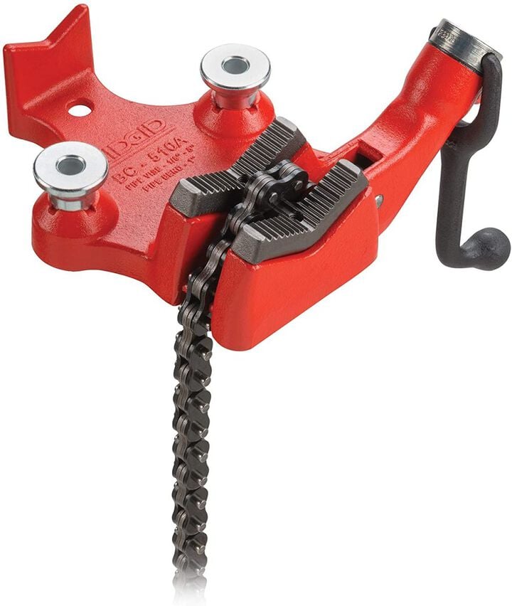 Ridgid 1/2 - 8 Inch Cast Iron Top Screw BC810 Bench Chain Vise