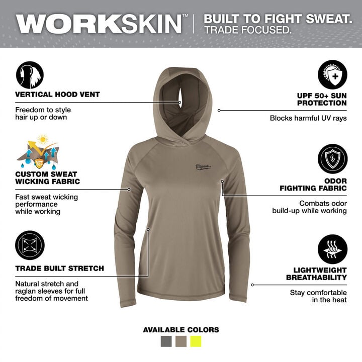 Milwaukee Women's WORKSKIN Hooded Sun Shirt - Sandstone 2X, large image number 1