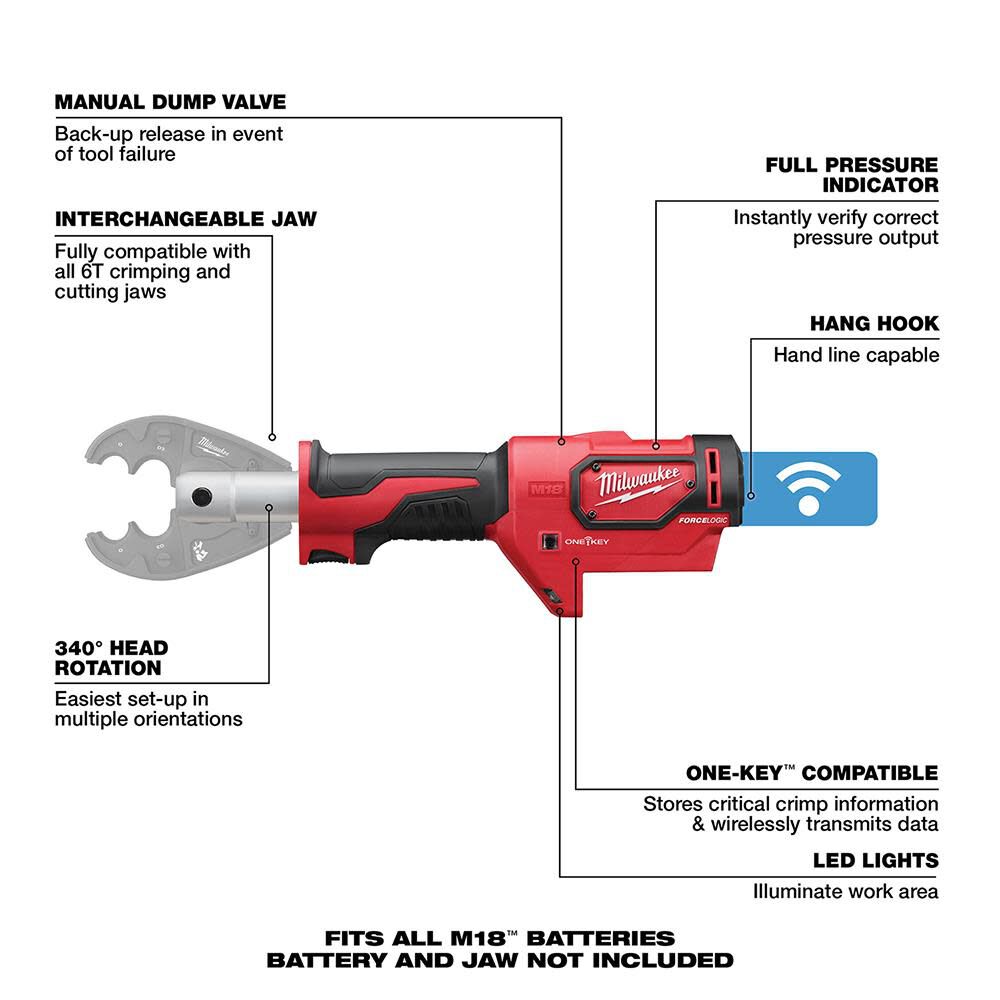 Milwaukee M18FORCE LOGIC 6T Utility Crimper (Bare Tool) - Reconditioned, large image number 4