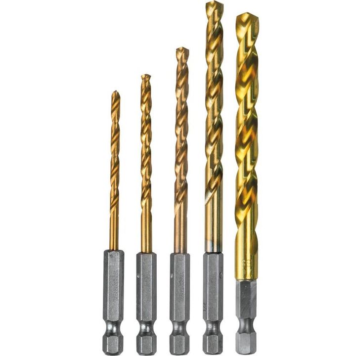 Makita 5 pc. Titanium Coated Drill Bit Set 1/4 in. Hex Shank