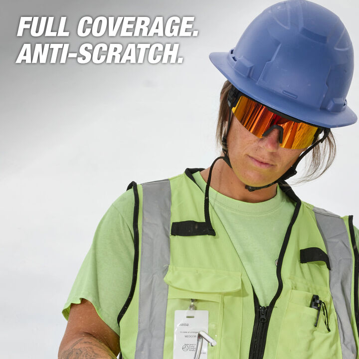 Milwaukee Wrap Around Safety Glasses, Red Mirrored Anti-Scratch Lenses, Black Frame, large image number 4