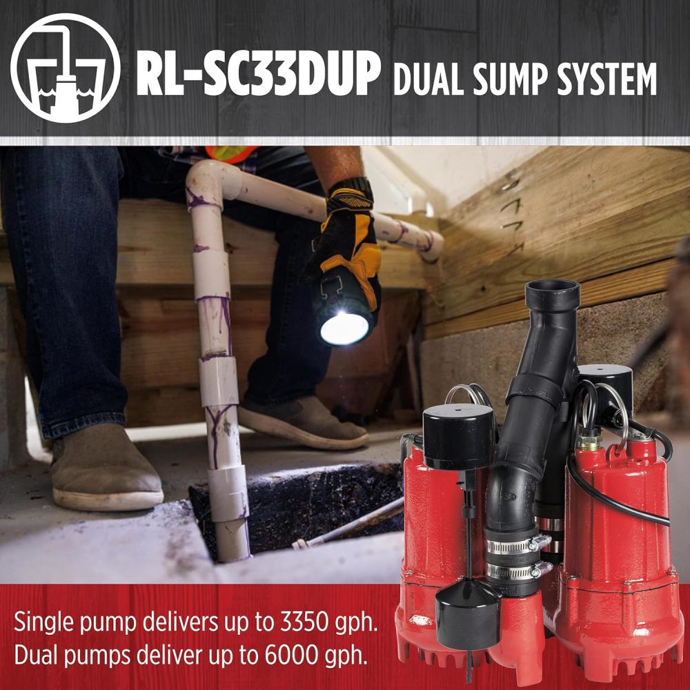 Red Lion 1/3HP 4425 GPH Dual Sump Pump System, large image number 6