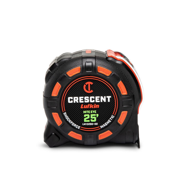Crescent Lufkin 1-1/4 Inch x 25 Ft. SHOCKFORCE NITE EYE Magnetic Tape Measure