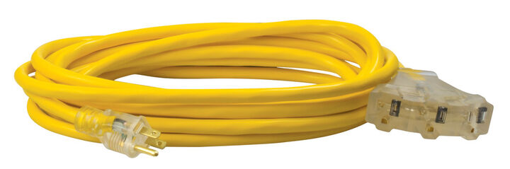 Southwire SJTW 3 Outlet Extension Cord Lighted End 25 Ft 12/3