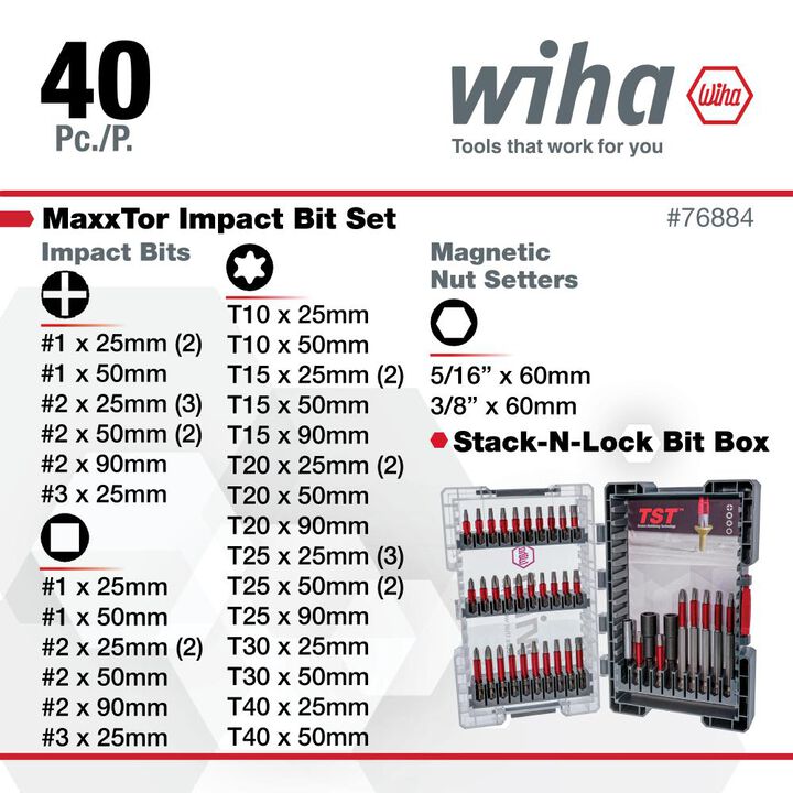 Wiha MaxxTor Impact Bit Set 40 Pieces, large image number 2