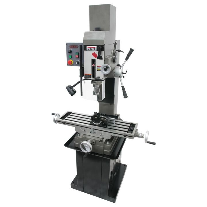 JET Variable Speed Geared Head Square Column Mill/Drill with Power Downfeed & Newall DP500 2-Axis DRO