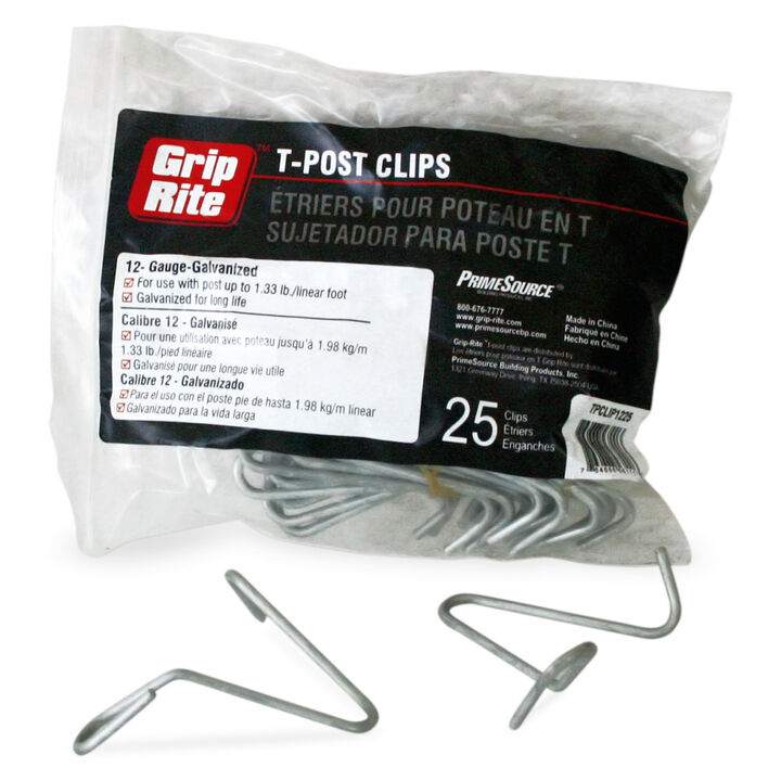Grip Rite 12 AWG Steel Galvanized T-Post Clip 25 Bag