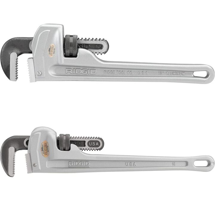 Ridgid 10 Inch and 18 Inch Aluminum Pipe Wrench Bundle