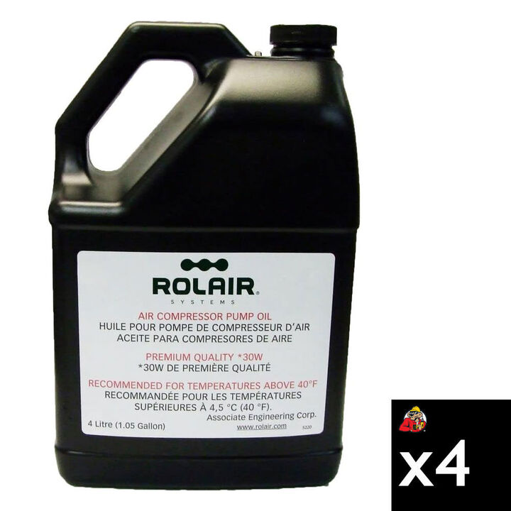 Rolair 1 Gallon Standard 30 Weight Air Compressor Oil, 4 Pack