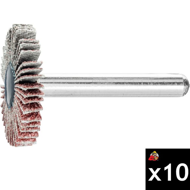 Pferd 1-3/16 Inch x 1/4 Inch, 80 Grit, 1/4 Inch Shank, Aluminum Oxide A Mounted Flap Wheel Bundle, 10 Pieces