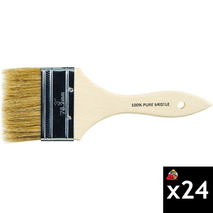 Pferd 3 Inch x 3/8 Inch White Natural Bristles Chip Brush Bundle, 24 Pieces