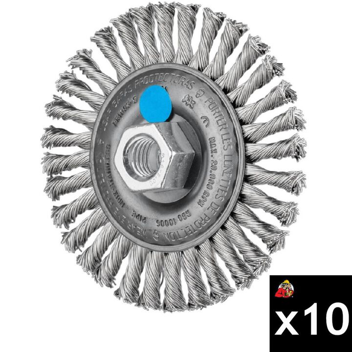 Pferd 4 Inch, 0.02 Inch Stainless Steel Stringer Bead Wheel Brush Bundle, 10 Pieces