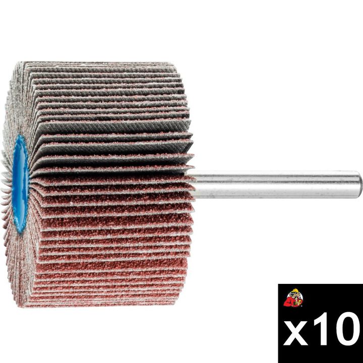 Pferd 2 Inch x 1-1/2 Inch, 60 Grit, 1/4 Inch Shank, Aluminum Oxide Mounted Flap Wheel Bundle, 10 Pieces