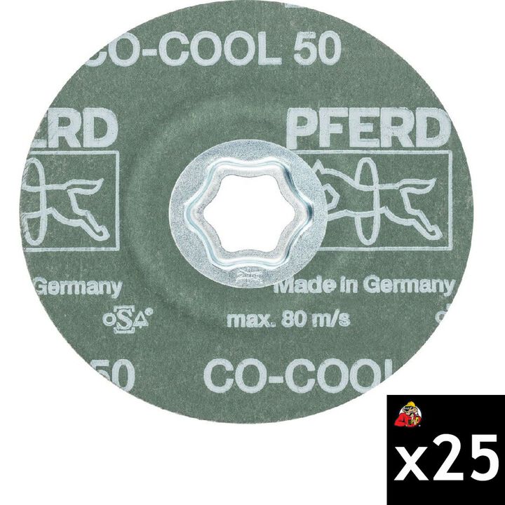 Pferd 4-1/2 Inch 50 Grit Ceramic Oxide CO-COOL Fiber Disc Bundle, 25 Pieces
