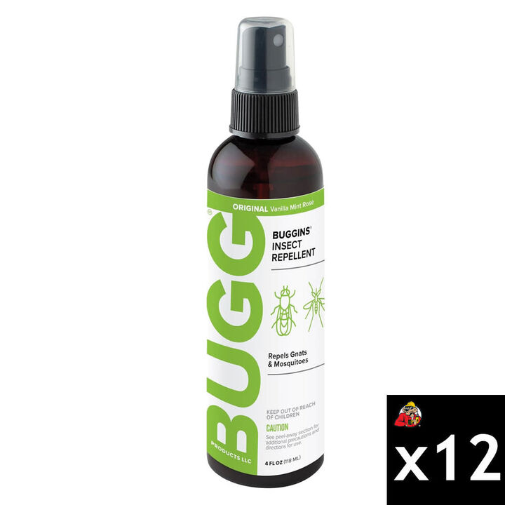 Buggins 4 Oz Pump Spray Original Gnat and Mosquito Insect Repellent, 12 Pieces